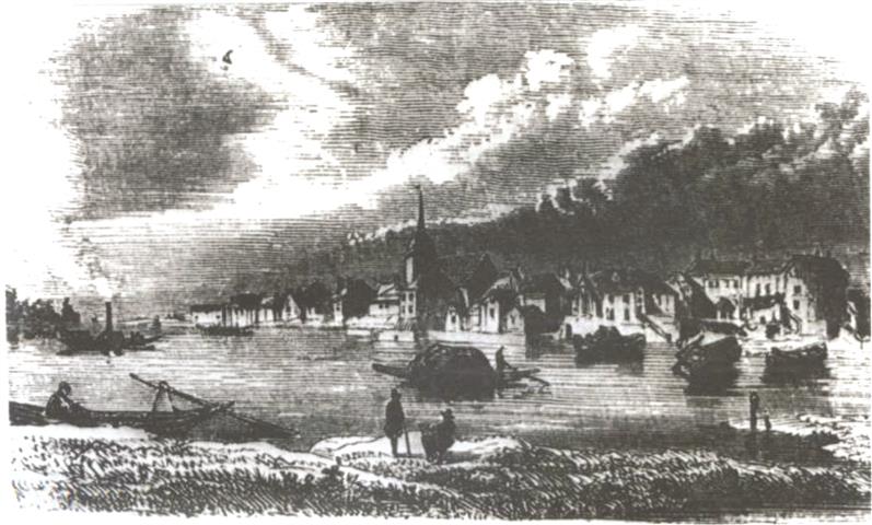 Gravure ancienne d’Ingrandes au bord de la Loire